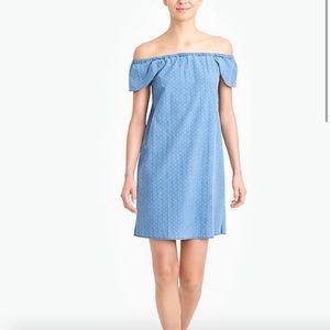 ✨ J Crew Off the shoulder chambray dress flutter